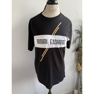 Armani Exchange Womens Black Graphic Logo T-Shirt Size L Regular Star Detail